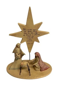 Blossom Bucket Nativity Set Star Luke 2:11 Scriptural Verse Figurine Christmas - Picture 1 of 13