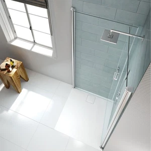 Merlyn 8 Series Frameless Double Pivot Door Showerwall 800mm x 800mm - 8mm Glass - Picture 1 of 9
