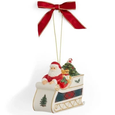 Spode Santa In Sleigh Ornament - Festive Christmas Holiday Hanging Decor Accent - Image 1 of 4