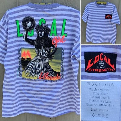 vintage Local Strength Local Girl Uluwehi neon geometric striped t shirt XL - Image 1 of 4