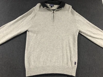 Patagonia Wool Blend 1/4 Zip Pullover Sweater Large Gray Distressed 50355 - Image 1 of 4
