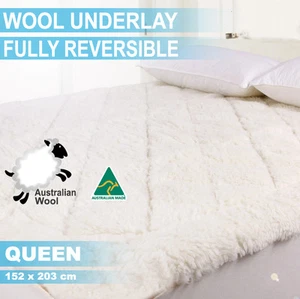 AUS MADE FULLY FITTED WOOL UNDERLAY/UNDERBLANKET--QUEEN - Picture 1 of 2