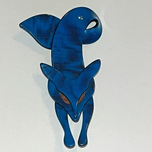 Vintage 1960er Mid Century LEA STEIN Paris Fuchs blauer Fuchs braune Augen Brosche - Bild 1 von 14