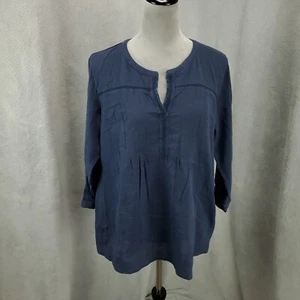 J Jill Blouse Womens Small Gauzy Blue Boho Top Lace Cutout Detail Accent - Picture 1 of 11