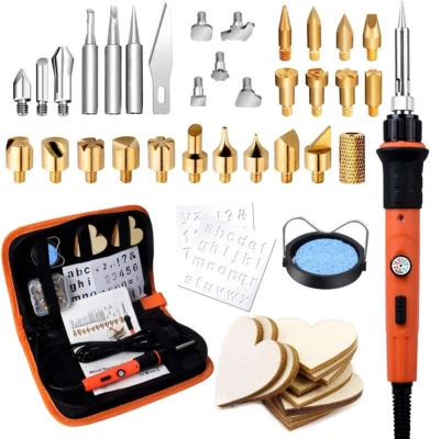 Saldatore per Pirografia 60W Temperatura 220° a 480° Incisione  Su Cuoio Legno - Immagine 1 di 4