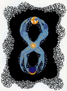 Erte Números ""8" Bailarines Celestiales Art Deco Moda Diseño Arte Impreso 1978 Dover - Imagen 1 de 3