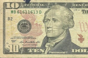 MB61611613D TRIPLE REPEATER "61" TEN DOLLAR IN FINE CONDITION SMALL STAIN - Picture 1 of 3