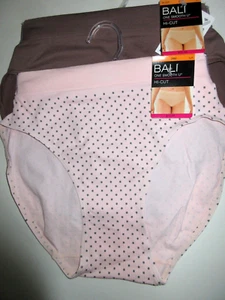 Bali ~ HI CUT brief 2-Pack smooth Stretch panties Nylon seamless pink mocha L/7 - Picture 1 of 3