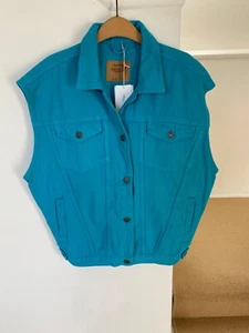 Brand New gorgeous American Vintage Turquoise Denim Sleeveless Jacket in OS - Picture 1 of 3