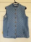 Vintage Dream Jeannes Womens Quilted Vest Medium Faded Blue