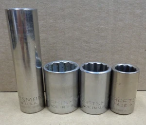 Lot/4 CRAFTSMAN USA ~ 12pt 1/2" Dr 44236 15mm 144238 19mm 44239 22mm 44442 15mm - Picture 1 of 5