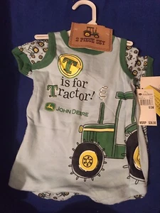 N.W.T Dealers “T Is For Tractor” John Deere Baby Boys Sz 3/6M 2pc Outfit - Picture 1 of 3