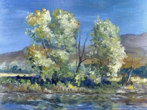 Vintage Impressionist Oil On Board Painting Of Colorful Tree In Meadow Pastoral - Picture 1 of 9