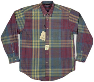 Vintage Nautica Natural Indigo Button Down Herrenhemd Medium Farbblock kariert D8 - Bild 1 von 12