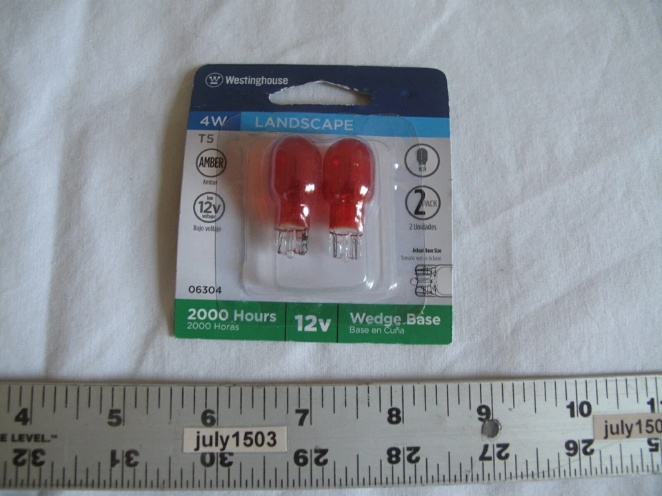 (2) NEW Westinghouse 4w T5 Wedge Base AMBER Landscape Bulbs Low Voltage 12v - Image 1 of 4