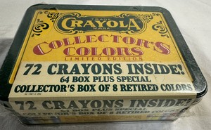 Vintage Crayola Crayon Collector’s Colors Tin and 64 + box of 8 retired sealed