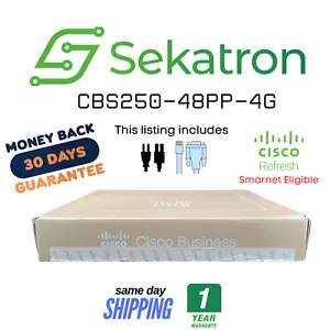 ♻️ Cisco Refresh CBS250-48PP-4G 48 Port Gigabit Ethernet PoE w/ 4 SFP ⚡Fast Ship - Picture 1 of 2