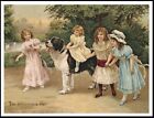 NEWFOUNDLAND LITTLE GIRLS PLAY MATE LOVELY VINTAGE STYLE DOG ART PRINT POSTER 
