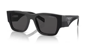 Auténticas gafas de sol PRADA PR 10ZS 1AB5S0 negras plateadas con logotipo gris oscuro lentes - Imagen 1 de 6