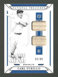 Panini National Treasures Carl Furillo Dodgers 2019 juego usado doble bate Sp 63/99 - Imagen 1 de 2