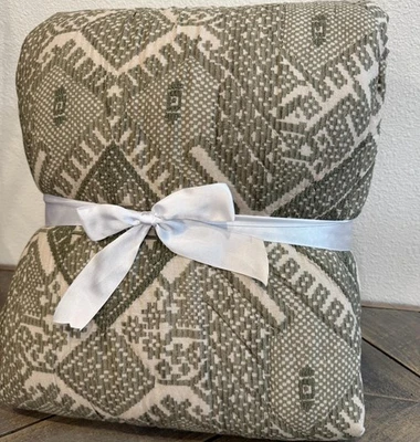 COLCHA REVERSIBLE ARTESANAL GRANERO CERÁMICA FEZ, COMPLETA/REINA ~ VERDE Foto 1 de 4