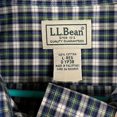 L.L. Bean Wrinkle Resistant Button Down Shirt Men's Large Green Plaid - Image 1 of 4
