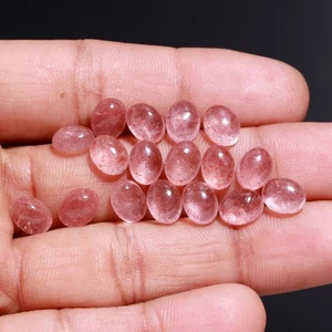 Cabujón ovalado de cuarzo fresa rosa natural de 5x7 mm a 20x25 mm piedras preciosas sueltas - Imagen 1 de 2