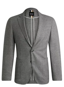 BOSS Men Slim-Fit Blazer In Patterned Virgin Wool, Cotton & Cashmere Gray Sz 36R - Picture 1 of 22