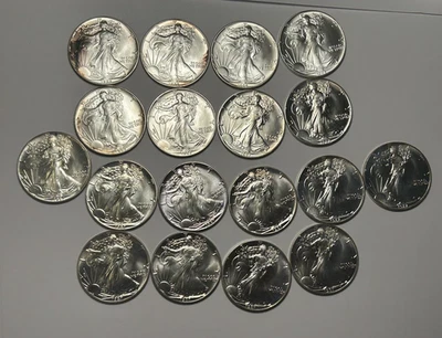 1986 AND 1987 MIXED SILVER EAGLE LOT / 18 COINS / 6 1986 AND 12 1987 - Image 1 of 4