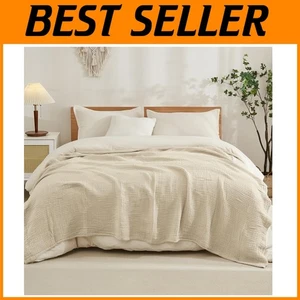 Cotton Blanket King Size for Bed Soft Muslin Blank - Picture 1 of 9