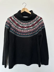 Maglione donna Christopher & Banks grande nero Fair Isle maniche lunghe - Foto 1 di 6