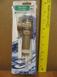 APCOM 100108601 Messing 150 PSI T&P Überdruckventil 2-1/2 Zoll Schaft 3/4" MNPT USA - Bild 1 von 6