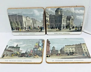 LADY CLARE Coaster Set of 4 LIVERPOOL England Great Britain Hand Colored - Picture 1 of 7