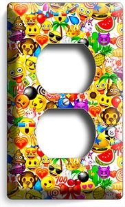 TEXTO EMOJI SMILEY CACA SÍMBOLOS ENCHUFES DÚPLEX PLACA DE PARED CUBIERTAS DECORACIÓN HABITACIÓN ADOLESCENTE - Imagen 1 de 1