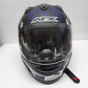 Motorcycle Helmet AFX XL 24 3/8"-24 13/16" BLUE W Skull Graphics FX -30 Read - Picture 1 of 24