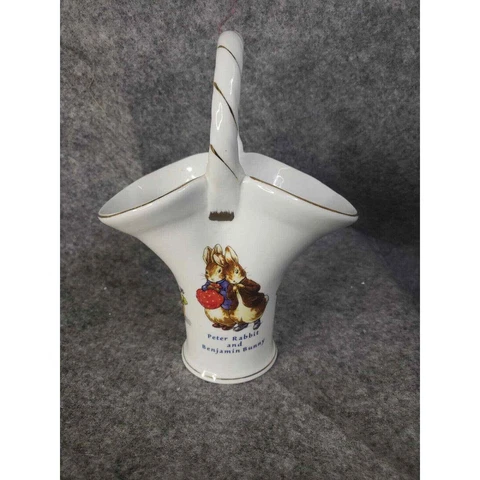 Beatrix Potter Peter Rabbit Benjamin Bunny Porcelain Basket Easter Decoration Cover