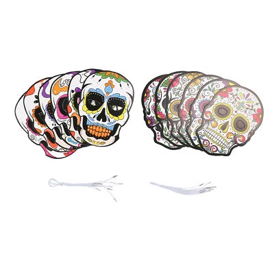 12pcs Day Of The Dead Face Decor With Elastic Band Halloween Face Cover DIY Eob - Image 1 of 4