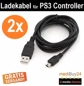 2x Playstation 3 USB Ladekabel für PS3 Dual Shock Controller Motion 1 Meter*NEU* - Bild 1 von 1