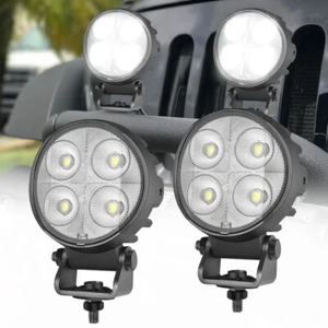2X 4" Round LED Fog White Lights Flood Bumper Driving Pods Bar Off Road UTV ATV  - Picture 1 of 10
