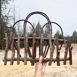 Appendiabiti da parete stile bastone ramoscello naturale con ganci boho fatto a mano Cottagecore Prairie - Foto 1 di 4