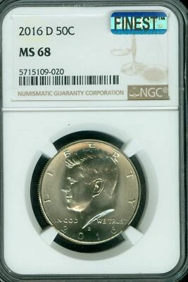 2016 D KENNEDY HALF NGC MS68 MAC FINEST REGISTRY MAC SPOTLESS * - Image 1 of 2