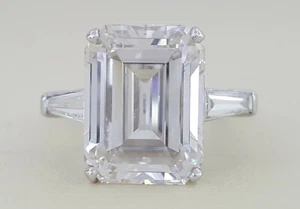 Emerald Ideal Cut Flawless 10.92 ct Diamond 3-Stone Platinum Ring GIA Rtl 430K - Picture 1 of 11