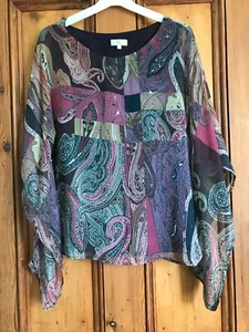 CC. BURGUNDY MULTI PRINT FLOATY RECTANGLE TOP LINED. SIZE MEDIUM. - Picture 1 of 3