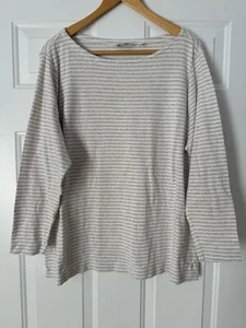 Vineyard Vines Women's Pima Cotton Blend Beige & White Striped Top - Size 2XL - Picture 1 of 4