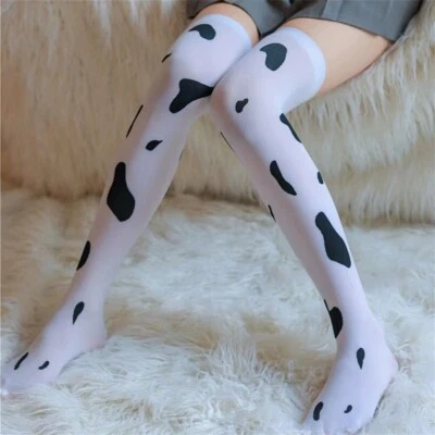 KUH PRINT GEPUNKTET OVERKNEES OVERKNEE STRÜMPFE STRUMPFHOSE TIGHTS COSPLAY SOCKEN - Bild 1 von 4