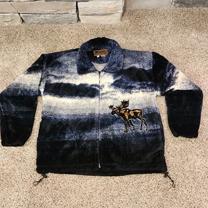Bear Ridge Outfitters Moose Zip-Up Fleece Jacket Adult Unisex Acrylic Poly - Picture 1 of 12