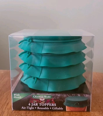 Granite Ware Reusable Wide Mouth Silicone Canning Jar Toppers Lids Green - Image 1 of 4