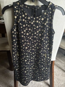 Epic threads Girls Sz 6 black dress Gold Stars Sleeveless pockets with zips - Picture 1 of 8