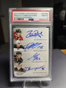 2013-14 MN WILD PARISE HEATLEY GRANLUND KUEMPER Quad Auto CONTENDERS SP PSA 8 - Picture 1 of 2