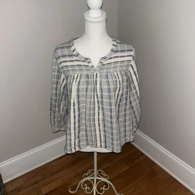 Top boho mediano Knox Rose para mujer recortado cuadrado 3/4 mangas elásticas cuello dividido Foto 1 de 4